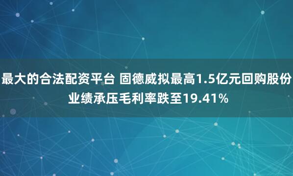 最大的合法配资平台 固德威拟最高1.5亿元回购股份 业绩承压毛利率跌至19.41%